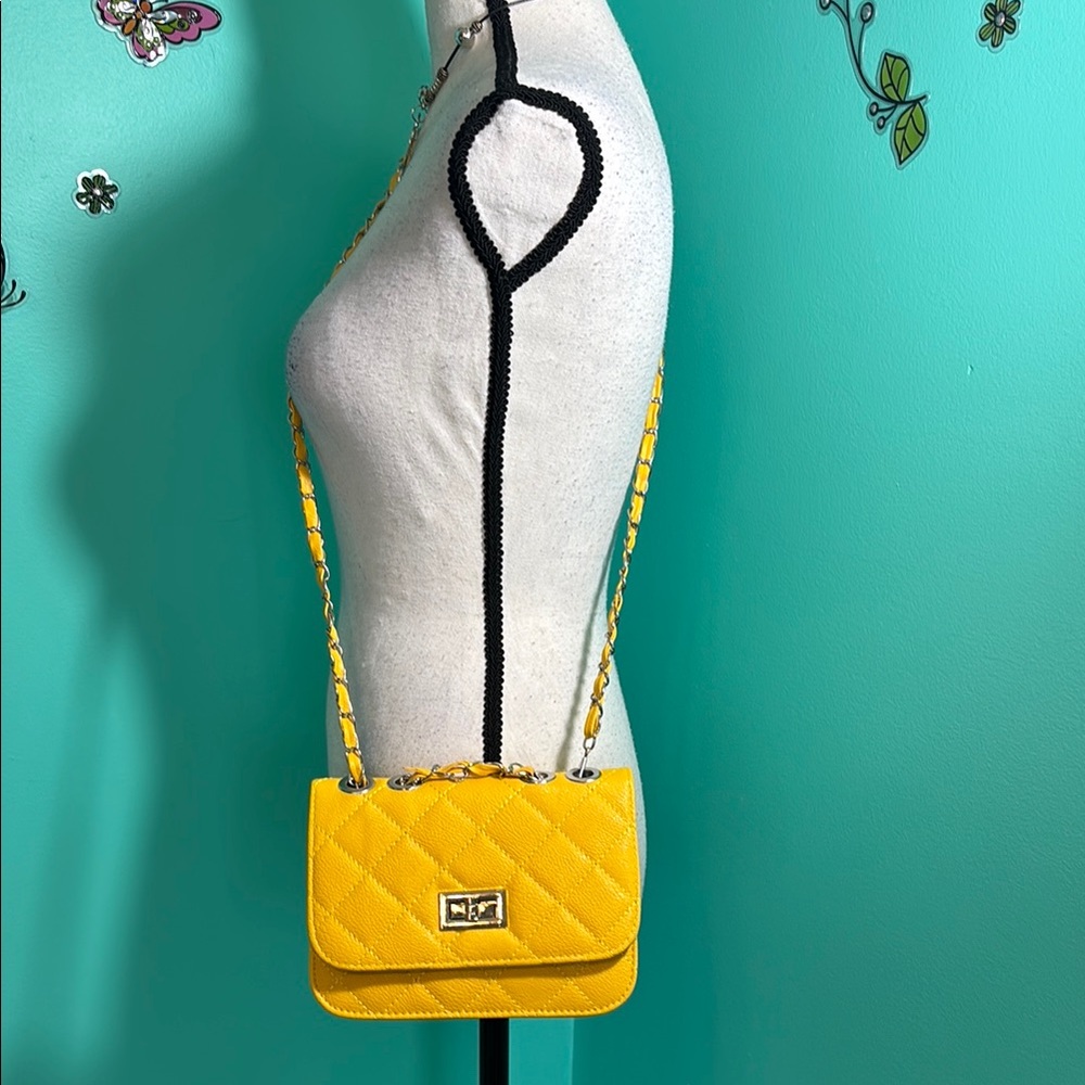 Yellow Quilted Crossbody Bag